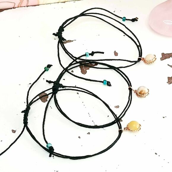 Adjustable Amazonite Gemstone Beaded Bracelet, Charm Boho Dainty Unisex - Picture 4 of 5